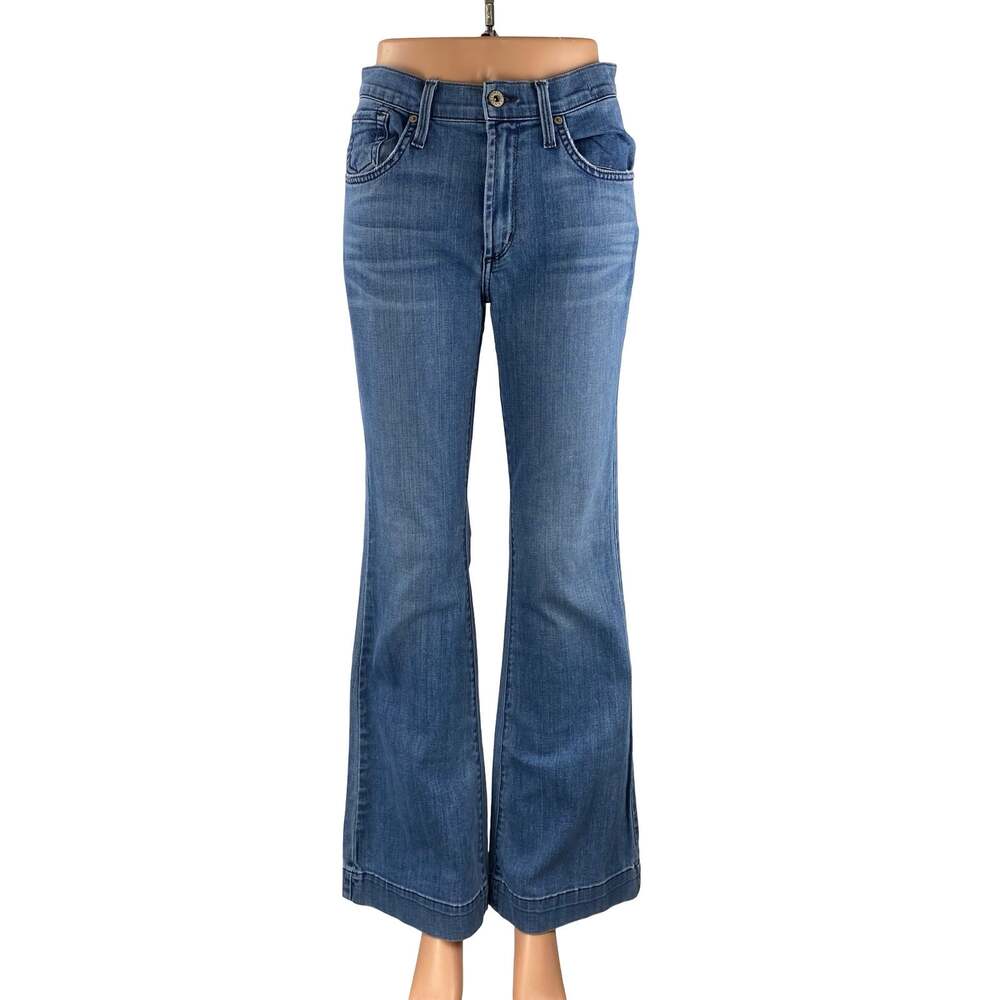 James Jeans Shayebel Flat Women's Blue High Ride Flared Bootcut Denim Jeans 28